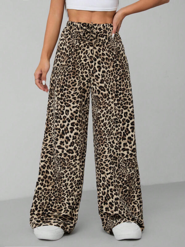 SHEIN PETITE Pantalon large pour femme à imprimé léopard – Image 9