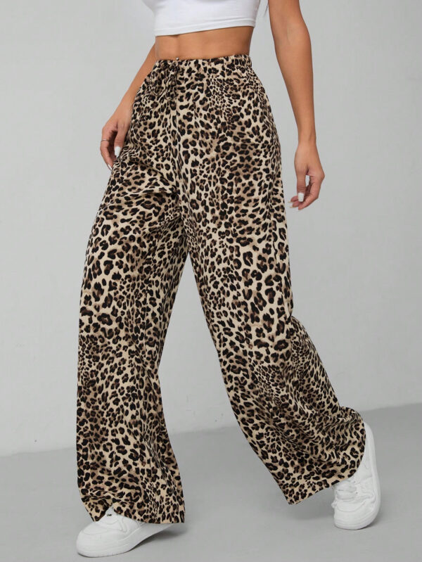 SHEIN PETITE Pantalon large pour femme à imprimé léopard – Image 10