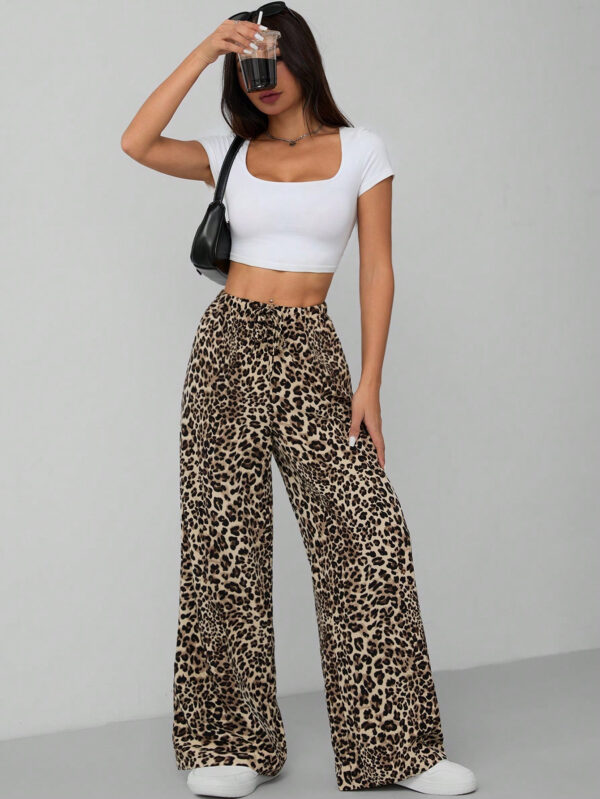 SHEIN PETITE Pantalon large pour femme à imprimé léopard – Image 11