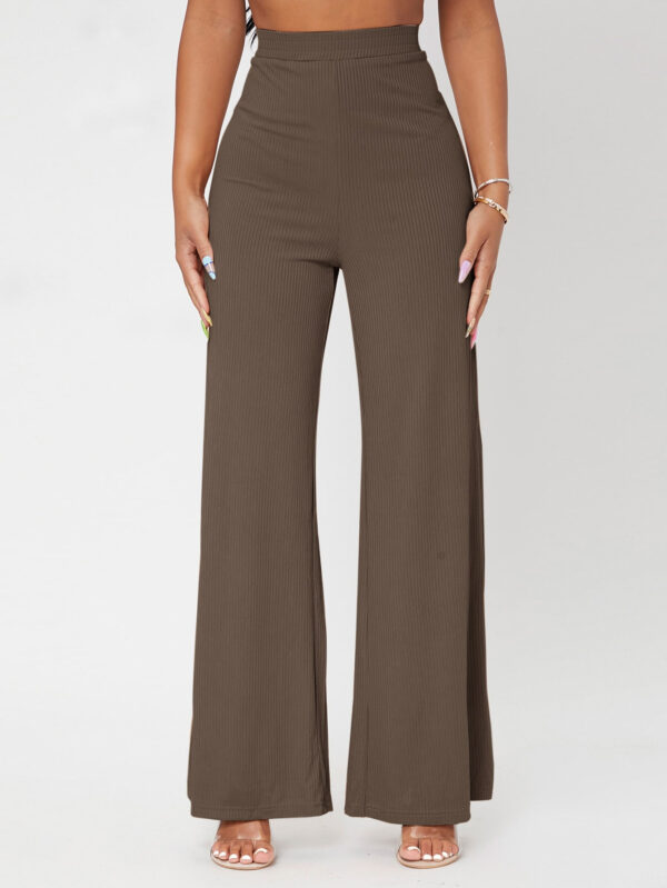 SHEIN PETITE Pantalon ample unicolore côtelé