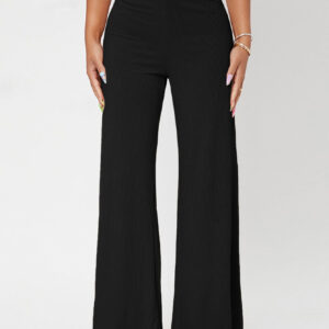 SHEIN PETITE Pantalon ample unicolore côtelé