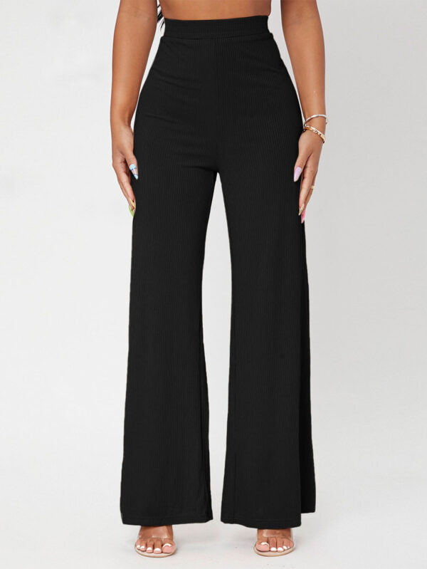 SHEIN PETITE Pantalon ample unicolore côtelé – Image 2