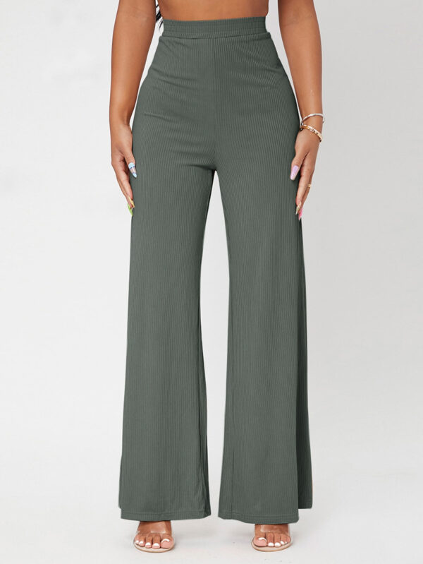 SHEIN PETITE Pantalon ample unicolore côtelé – Image 3