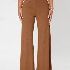 SHEIN PETITE Pantalon ample unicolore côtelé