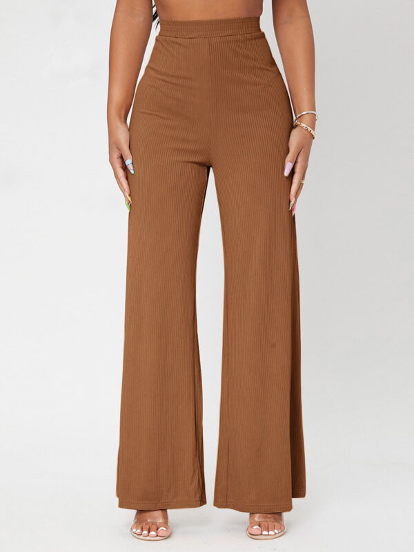 SHEIN PETITE Pantalon ample unicolore côtelé – Image 4