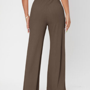 SHEIN PETITE Pantalon ample unicolore côtelé