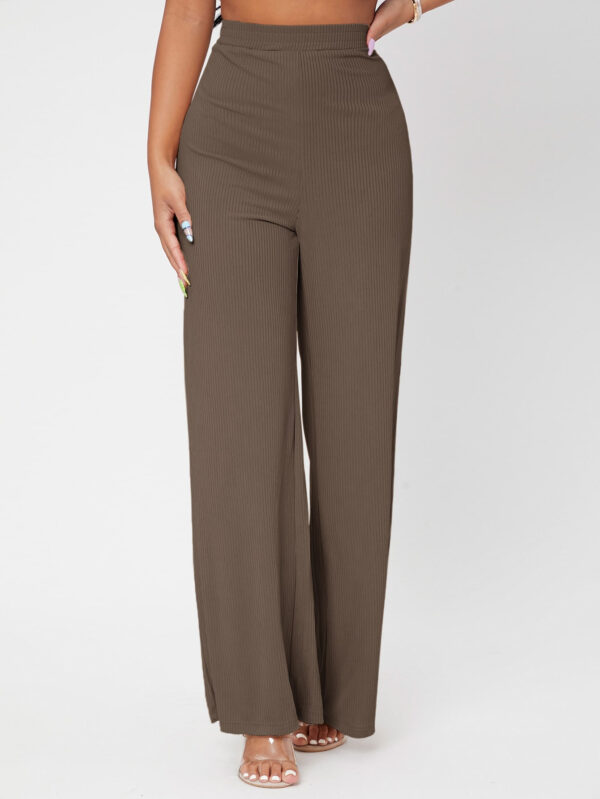 SHEIN PETITE Pantalon ample unicolore côtelé – Image 8