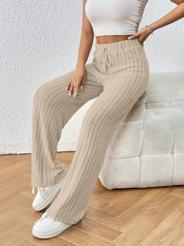 SHEIN Frenchy Pantalon ample en maille côtelée avec nœud frontal – Image 2