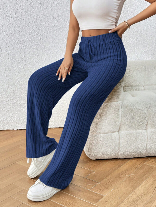 SHEIN Frenchy Pantalon ample en maille côtelée avec nœud frontal – Image 3