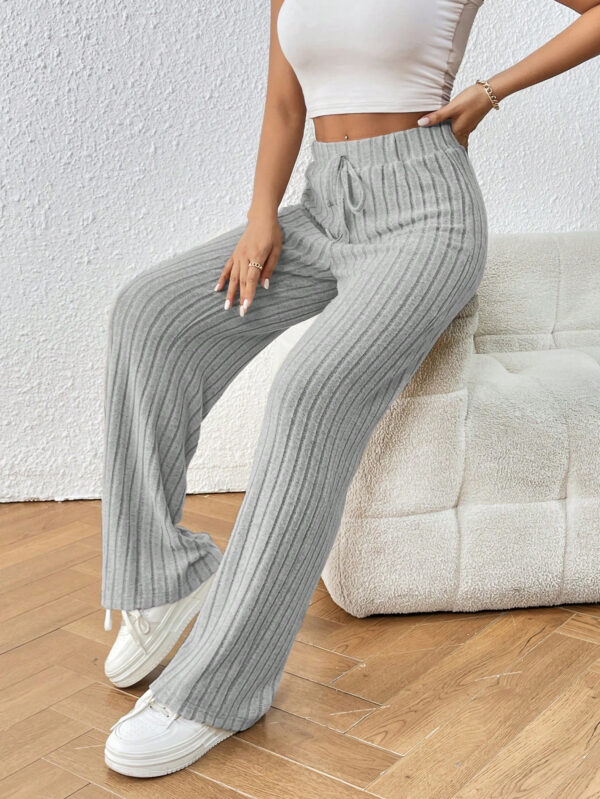 SHEIN Frenchy Pantalon ample en maille côtelée avec nœud frontal – Image 4