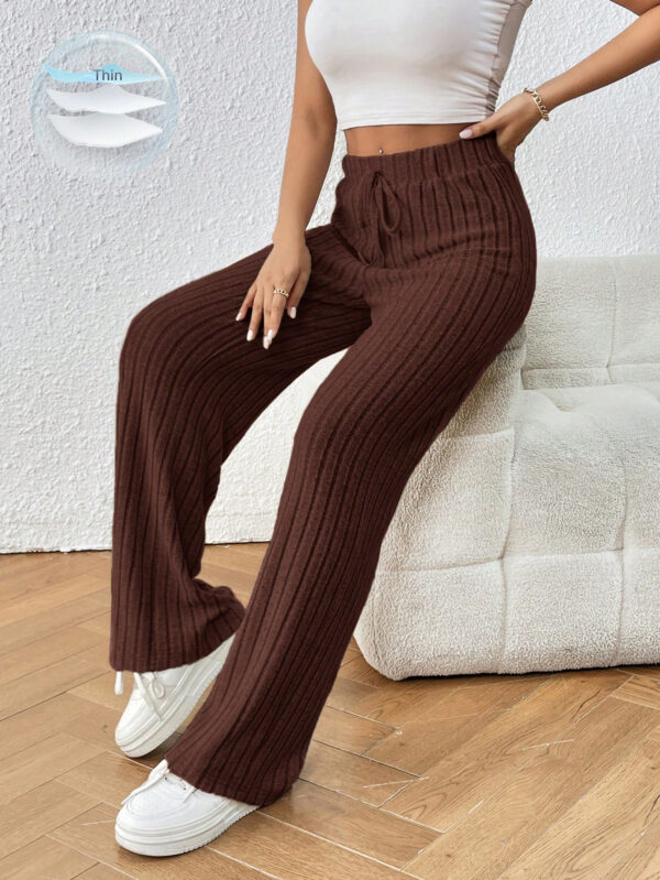 SHEIN Frenchy Pantalon ample en maille côtelée avec nœud frontal – Image 5