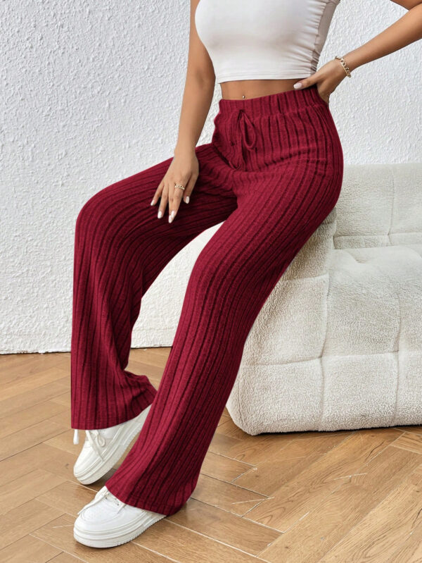 SHEIN Frenchy Pantalon ample en maille côtelée avec nœud frontal – Image 6