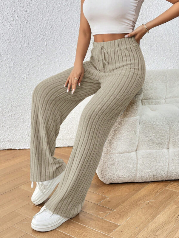 SHEIN Frenchy Pantalon ample en maille côtelée avec nœud frontal – Image 7