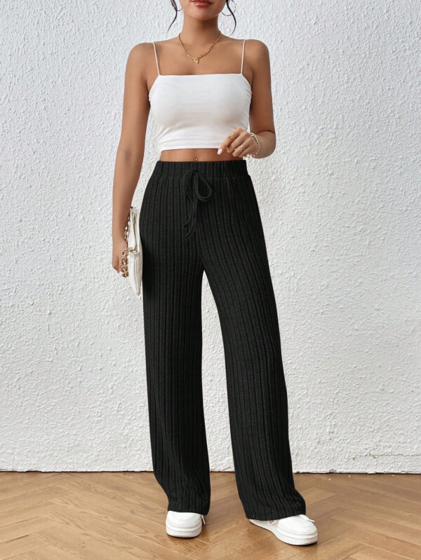 SHEIN Frenchy Pantalon ample en maille côtelée avec nœud frontal – Image 13