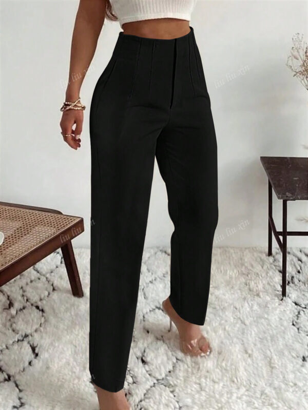 Pantalon slim élégant pour femmes de bureau avec poche plissée sur le côté – Image 2