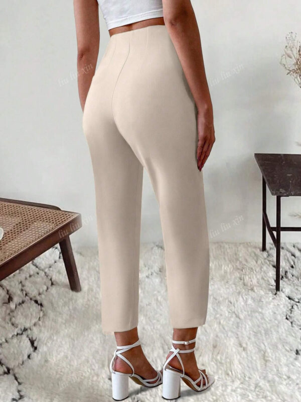 Pantalon slim élégant pour femmes de bureau avec poche plissée sur le côté – Image 4