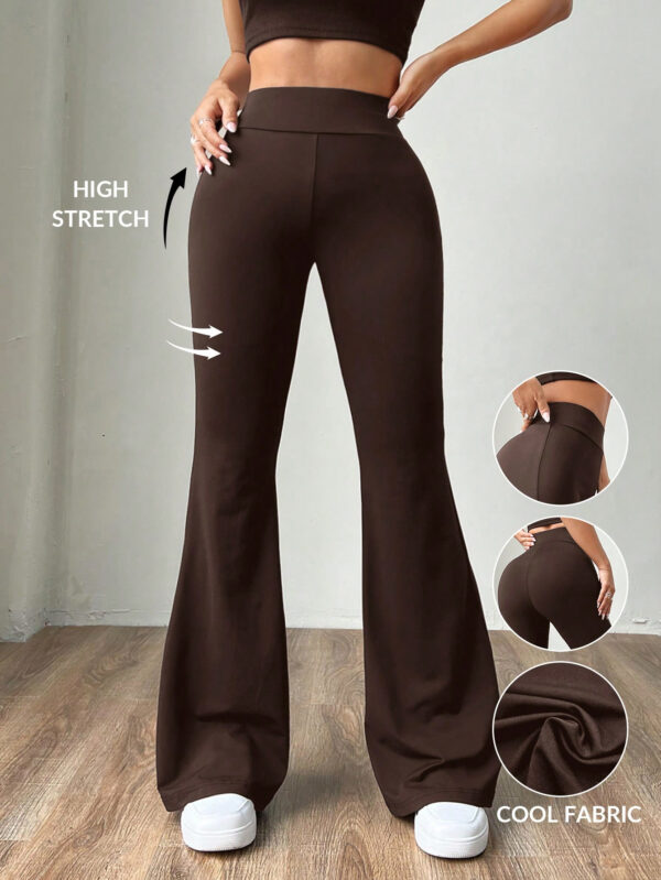 SHEIN EZwear Pantalon à évasement ajusté tricoté en abricot pour dames – Image 3