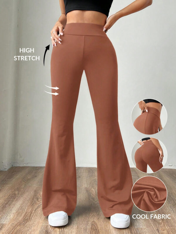 SHEIN EZwear Pantalon à évasement ajusté tricoté en abricot pour dames – Image 10