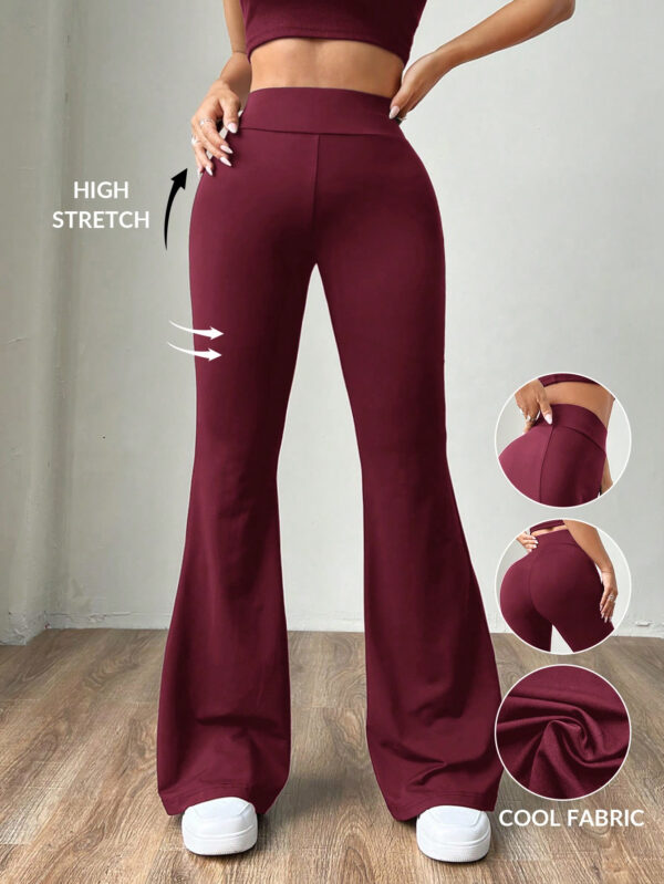 SHEIN EZwear Pantalon à évasement ajusté tricoté en abricot pour dames – Image 12