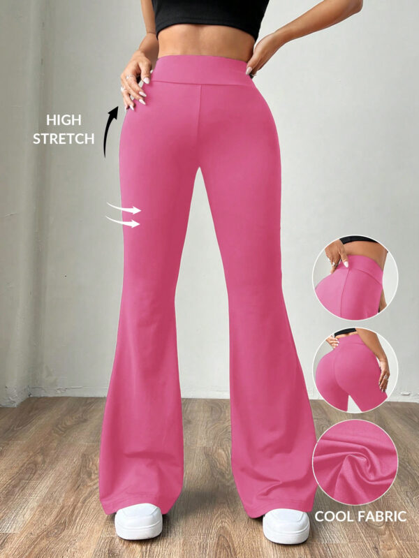 SHEIN EZwear Pantalon à évasement ajusté tricoté en abricot pour dames – Image 14