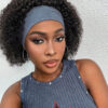 Crépue Bouclée Perruque Bandeau Naturel Noir Court Court Humain Cheveux Perruque Bouclée Fait À La Machine Sans Perruque Avec Dentelle devant en dentelle Perruque human hair – Image 3
