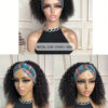 Crépue Bouclée Perruque Bandeau Naturel Noir Court Court Humain Cheveux Perruque Bouclée Fait À La Machine Sans Perruque Avec Dentelle devant en dentelle Perruque human hair – Image 6