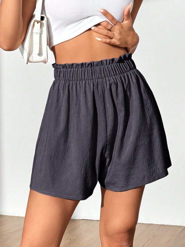 SHEIN MOOSTA Shorts d'été décontractés avec taille de sac en papier de couleur unie – Image 11