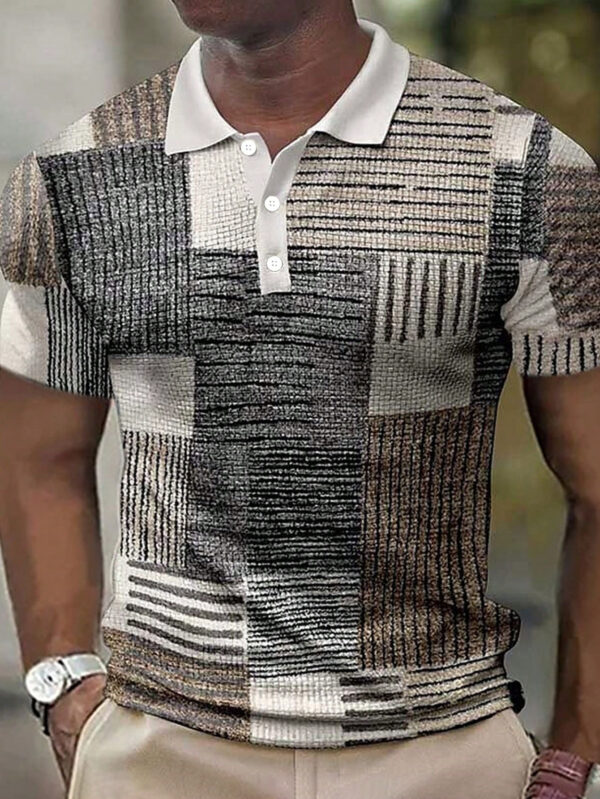 Manfinity Homme Chemise polo de golf à manches courtes et col rayé vintage pour hommes, pour papa