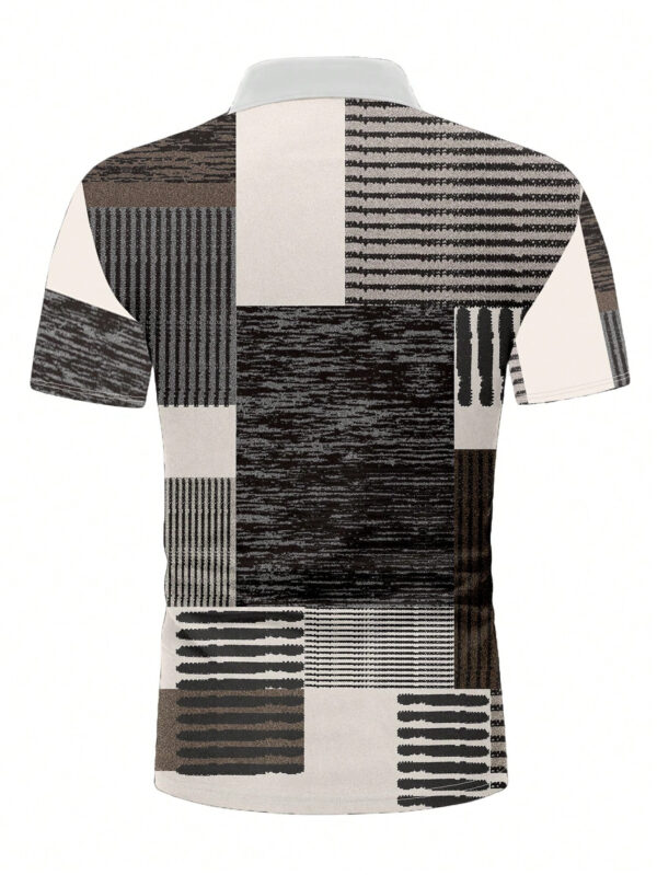 Manfinity Homme Chemise polo de golf à manches courtes et col rayé vintage pour hommes, pour papa – Image 3