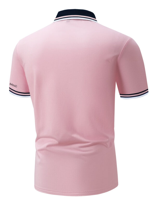 Manfinity Homme Polo décontracté urbain pour homme avec bloc de couleur et bordure à rayures graphique de lettre pour mari – Image 3