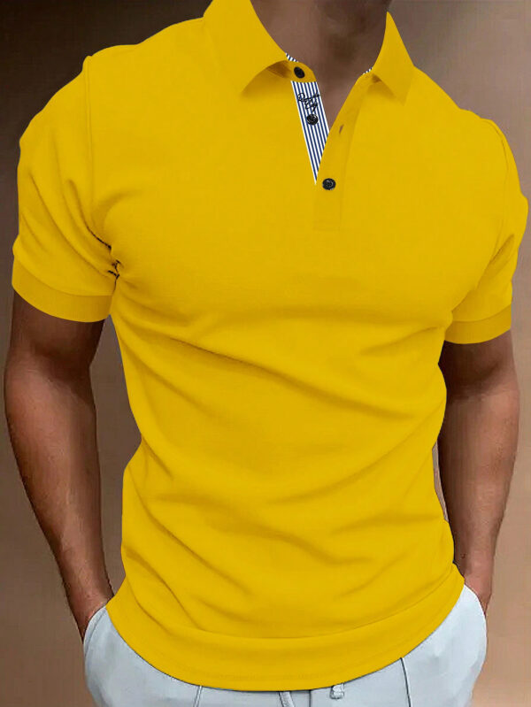 Manfinity Mode Chemise Polo À Manches Courtes À Boutons Avant Pour Homme De Couleur Unie – Image 4