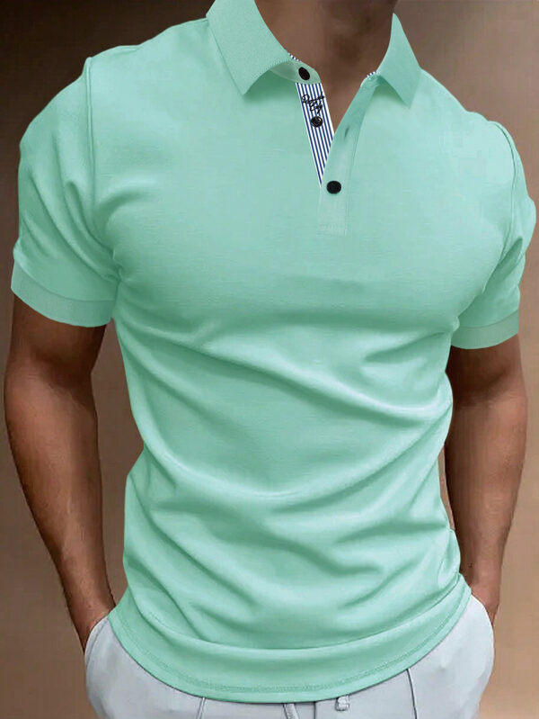 Manfinity Mode Chemise Polo À Manches Courtes À Boutons Avant Pour Homme De Couleur Unie – Image 5