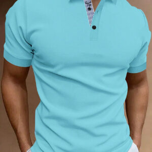 Manfinity Mode Chemise Polo À Manches Courtes À Boutons Avant Pour Homme De Couleur Unie