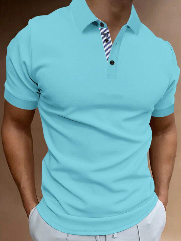 Manfinity Mode Chemise Polo À Manches Courtes À Boutons Avant Pour Homme De Couleur Unie – Image 9