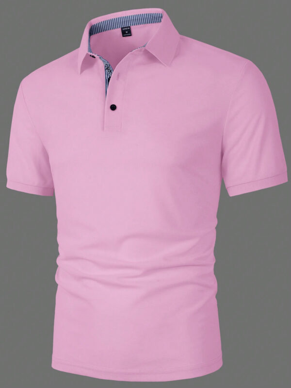 Manfinity Mode Chemise Polo À Manches Courtes À Boutons Avant Pour Homme De Couleur Unie – Image 12