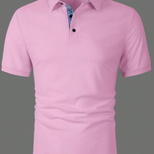 Manfinity Mode Chemise Polo À Manches Courtes À Boutons Avant Pour Homme De Couleur Unie