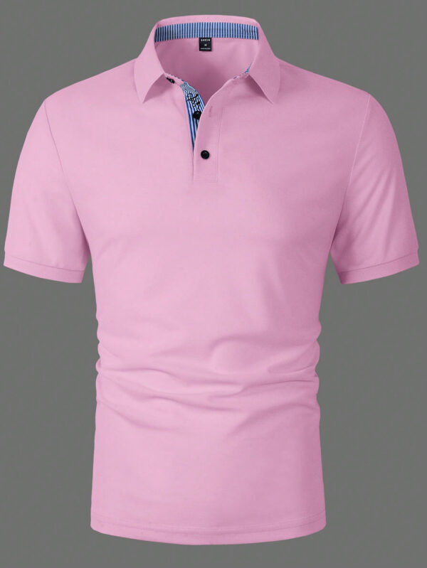 Manfinity Mode Chemise Polo À Manches Courtes À Boutons Avant Pour Homme De Couleur Unie – Image 13