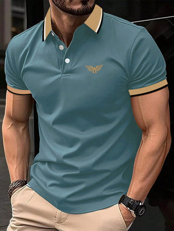Manfinity Homme Polo Imprimé Décontracté Pour Hommes Avec Couleur Contrastée – Image 5