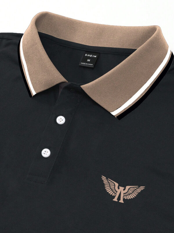 Manfinity Homme Polo Imprimé Décontracté Pour Hommes Avec Couleur Contrastée – Image 13