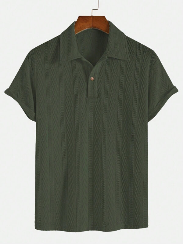 Chemise polo en tricot élastique de mode et de personnalité pour hommes, pour l'école – Image 2