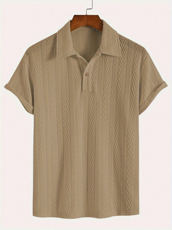Chemise polo en tricot élastique de mode et de personnalité pour hommes, pour l'école – Image 3