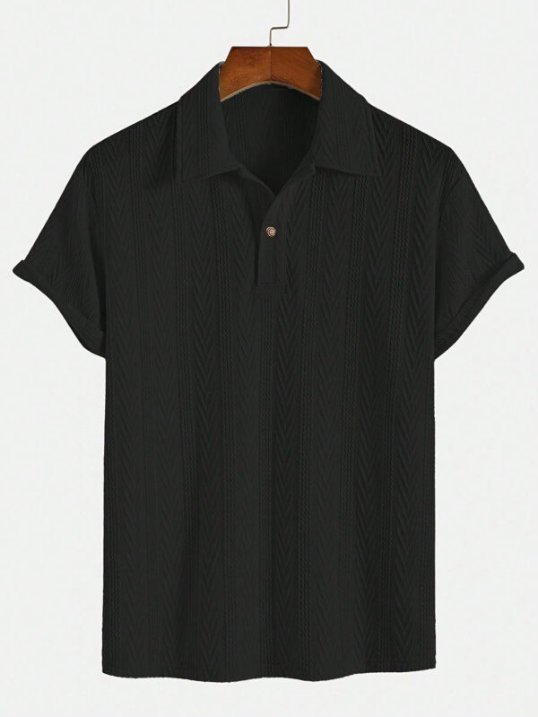 Chemise polo en tricot élastique de mode et de personnalité pour hommes, pour l'école – Image 4