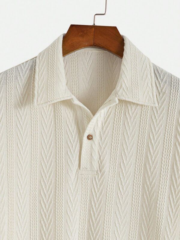 Chemise polo en tricot élastique de mode et de personnalité pour hommes, pour l'école – Image 8