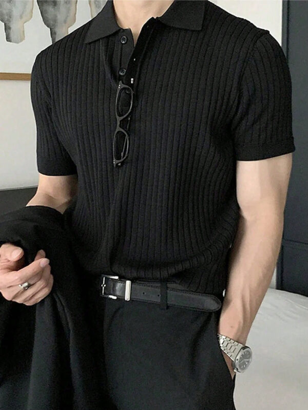 Manfinity Hypemode Polo Côtelé À Manches Courtes Pour Hommes – Image 2