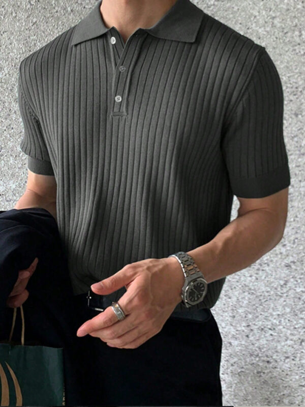 Manfinity Hypemode Polo Côtelé À Manches Courtes Pour Hommes – Image 3