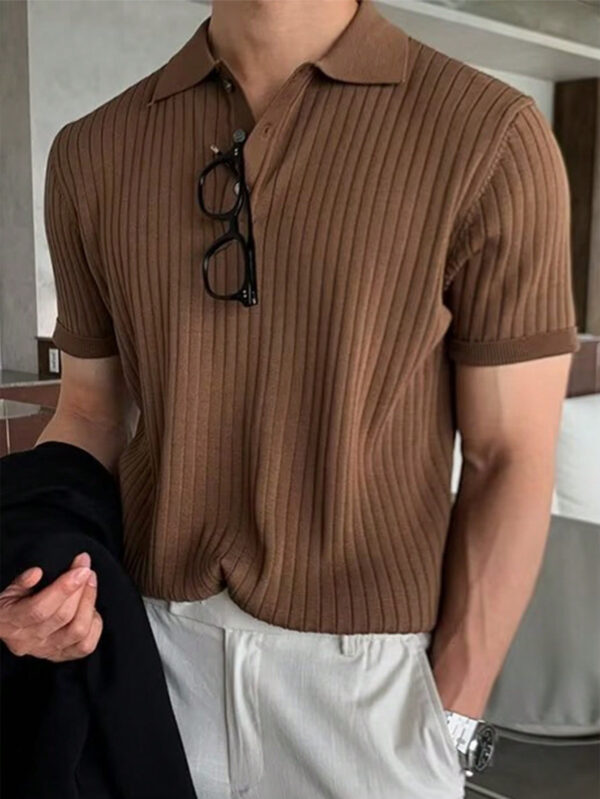 Manfinity Hypemode Polo Côtelé À Manches Courtes Pour Hommes – Image 8