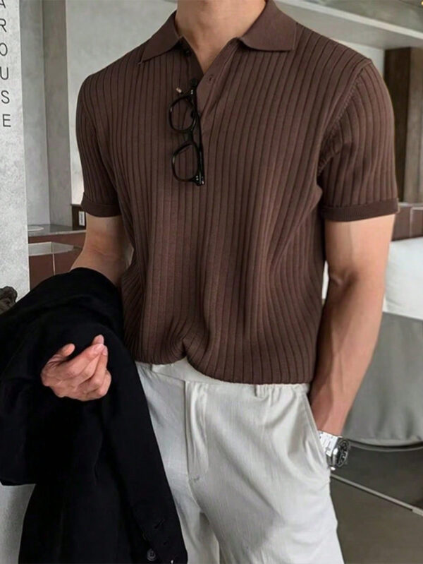 Manfinity Hypemode Polo Côtelé À Manches Courtes Pour Hommes – Image 9