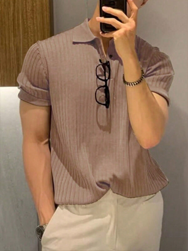 Manfinity Hypemode Polo Côtelé À Manches Courtes Pour Hommes – Image 14