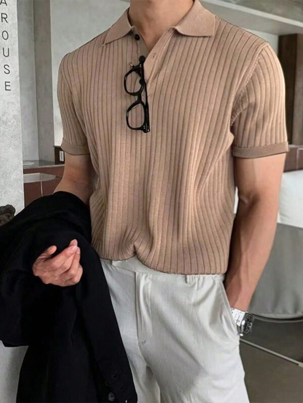 Manfinity Hypemode Polo Côtelé À Manches Courtes Pour Hommes – Image 15