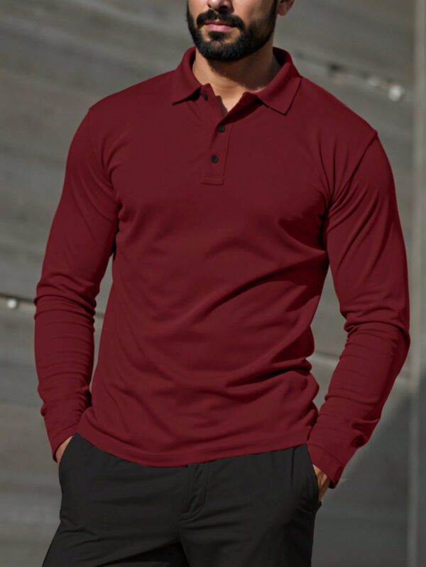 Manfinity Homme Chemise décontractée Polo à manches courtes pour hommes de couleur unie avec boutonnière pour le printemps-été, col de travail blanc unicolore à la mode – Image 4
